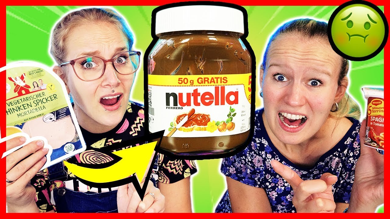 KOMISCHE ESSENSKOMBINATIONEN mit NUTELLA Nina + Kathi essen Gurke, Chips & Nudeln mit Schokocreme
