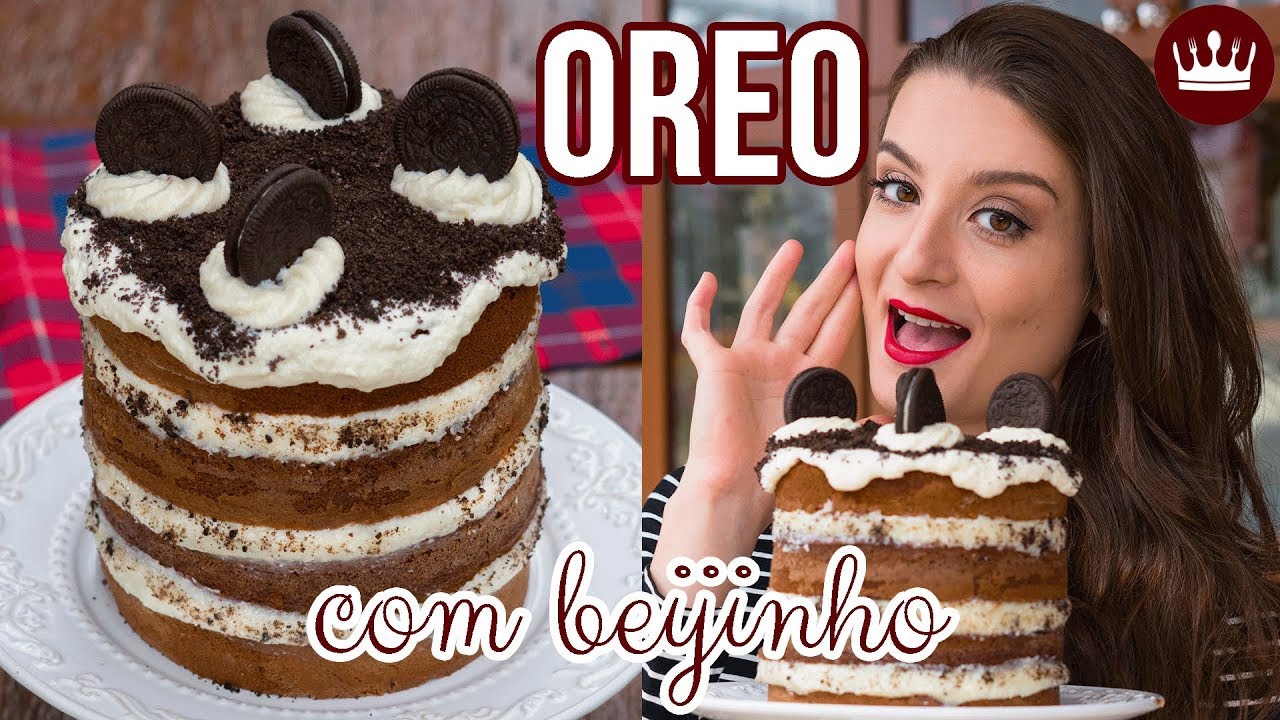 BOLO DE OREO COM BEIJINHO (como fazer Naked Cake fácil) - Receita Cozinha do Bom Gosto - Gabi Rossi