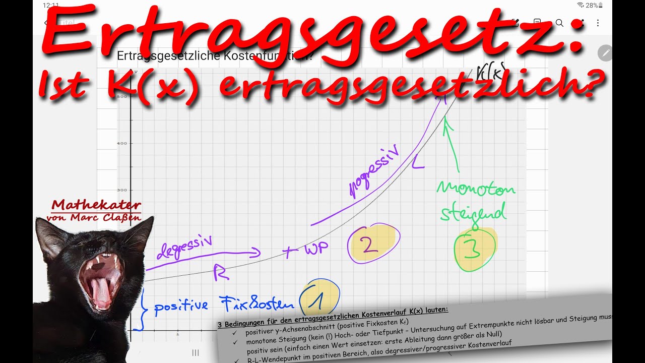 Ertragsgesetzliche Kostenfunktion / Kostenfunktion nach dem Ertragsgesetz? - in 3 Schritten prüfen