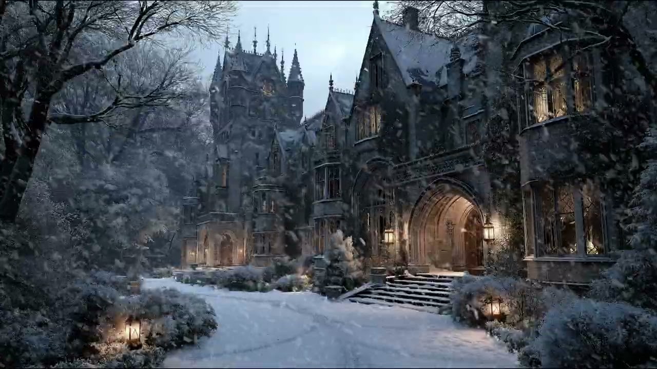 Cozy Winter Blizzard Night with Gentle Wind and Snow Sounds for Rest and Stress Relief