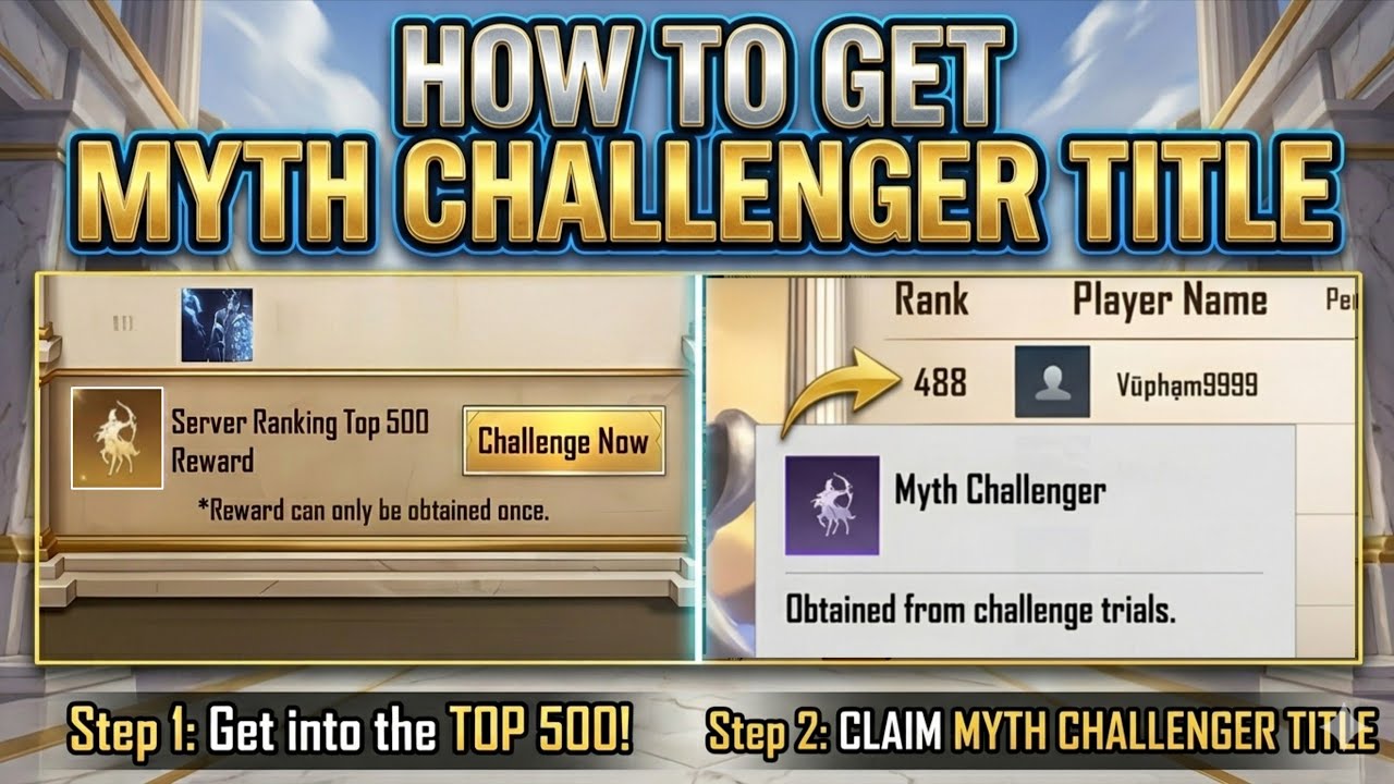 HOW TO GET MYTH CHALLENGER TITLE IN PUBG | SERVER RANKING TOP 500 REWARDS 🔥