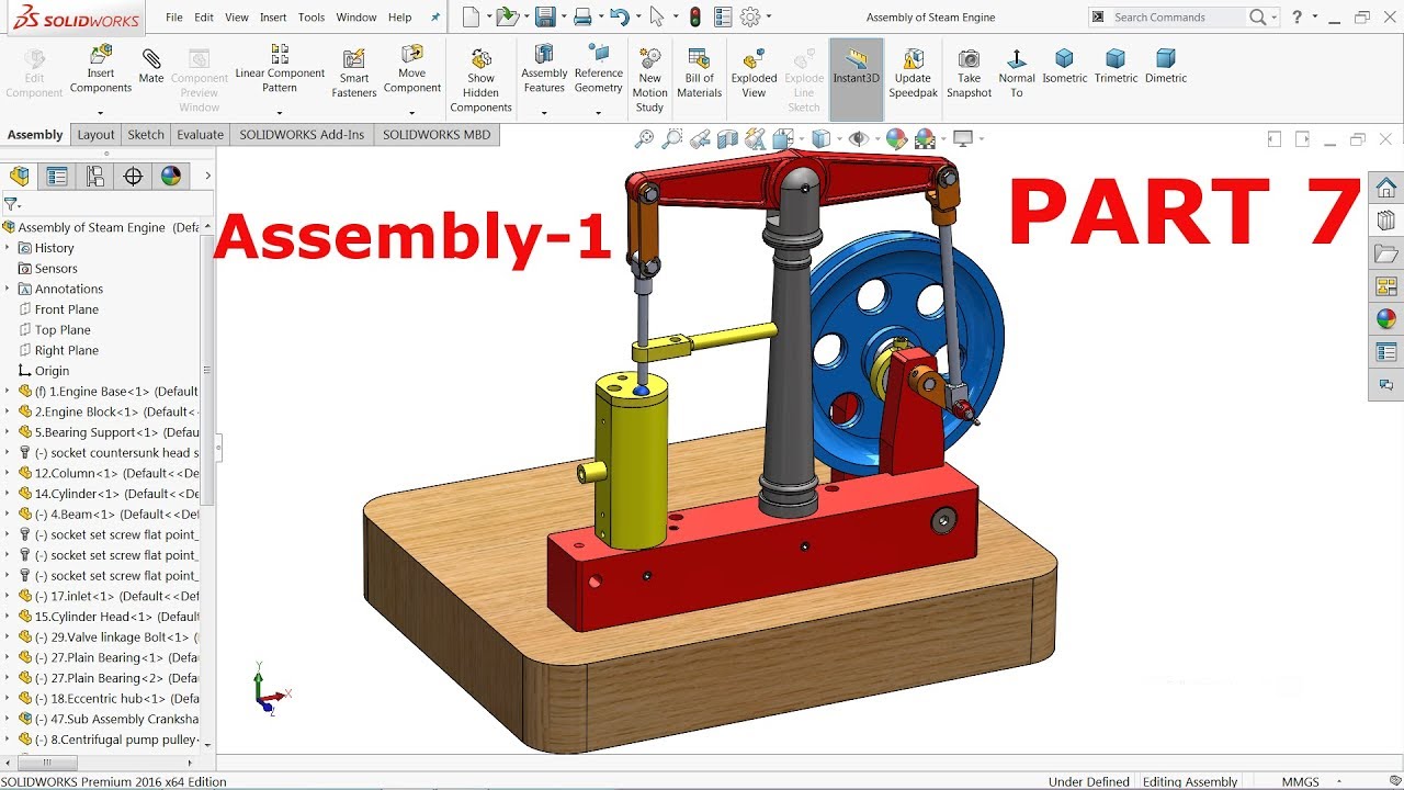 Solidworks Tutorial Steam engine (Assembly 1) Part 7