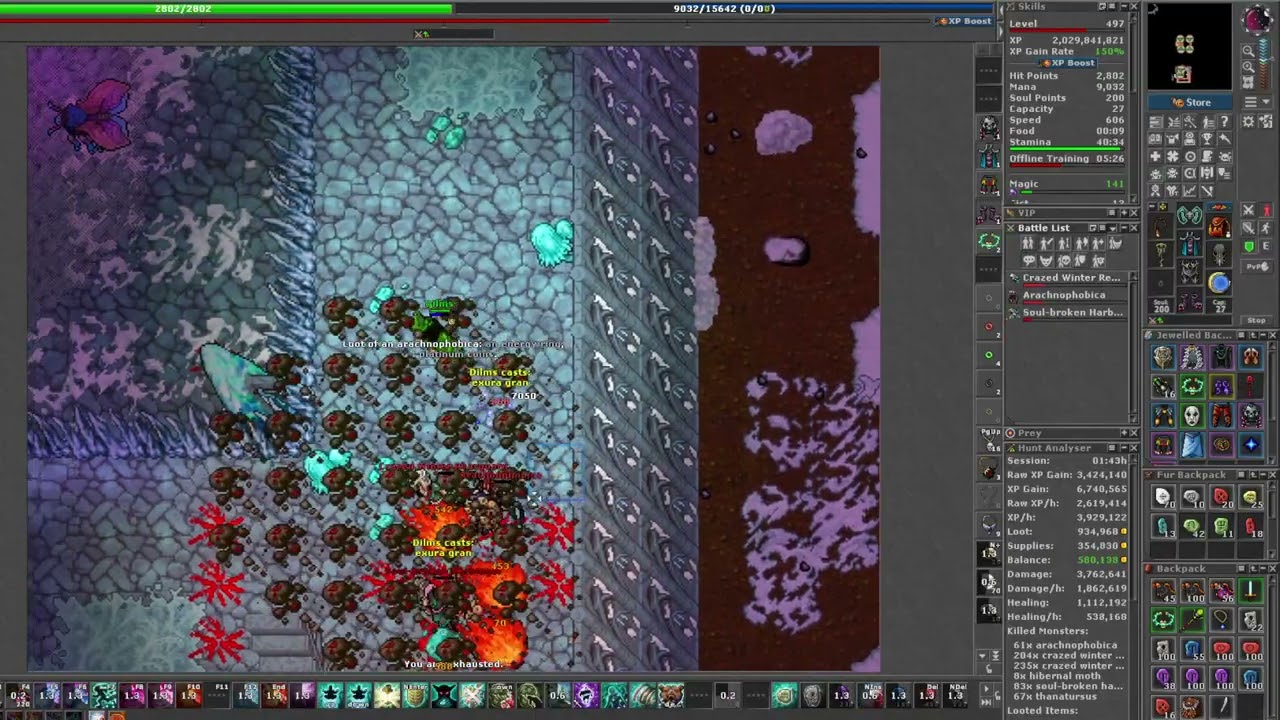 Tibia Crazed Winter Rearguard-Vanguard MS Hunt trying new spots
