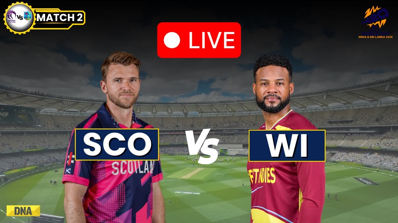 WI vs SCO Live:  Scotland Vs West Indies Live | Scotland Vs West Indies T20 WC 2026 Live | SCO Vs WI