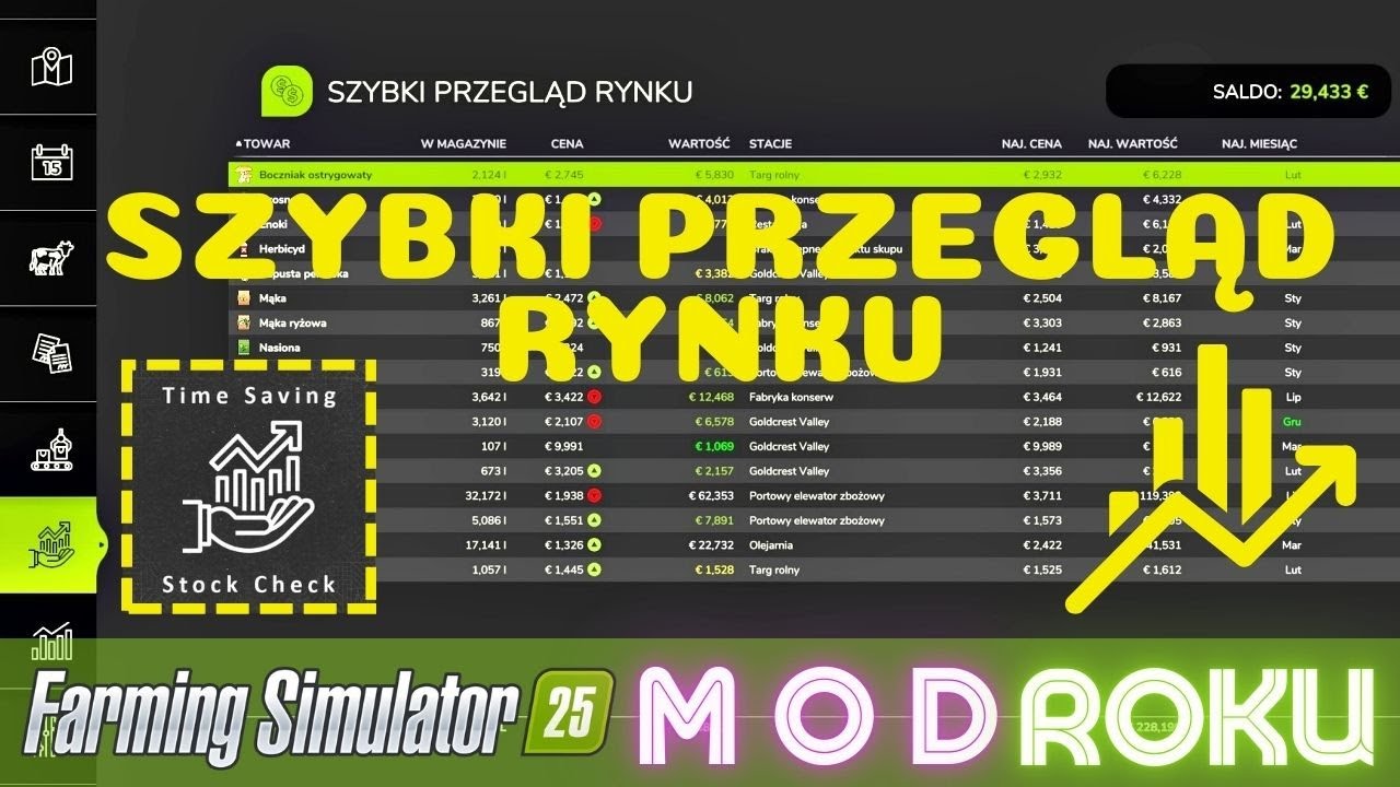 🚨 Mod Roku - SZYBKI PRZEGLĄD RYNKU- Time Saving Stock Check. Farming Simulator 25.