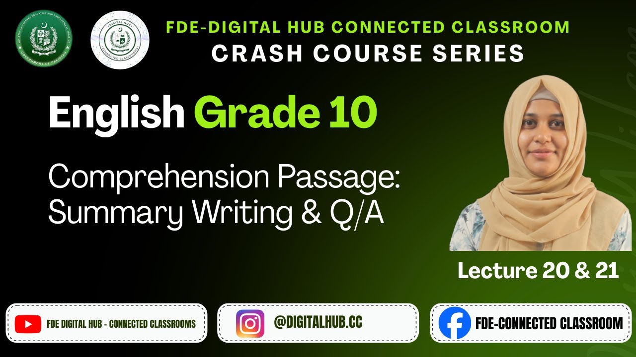 Comprehension Passage: Summary Writing & Q/A | English | Grade 9 &10 | Crash Course Series | FDE