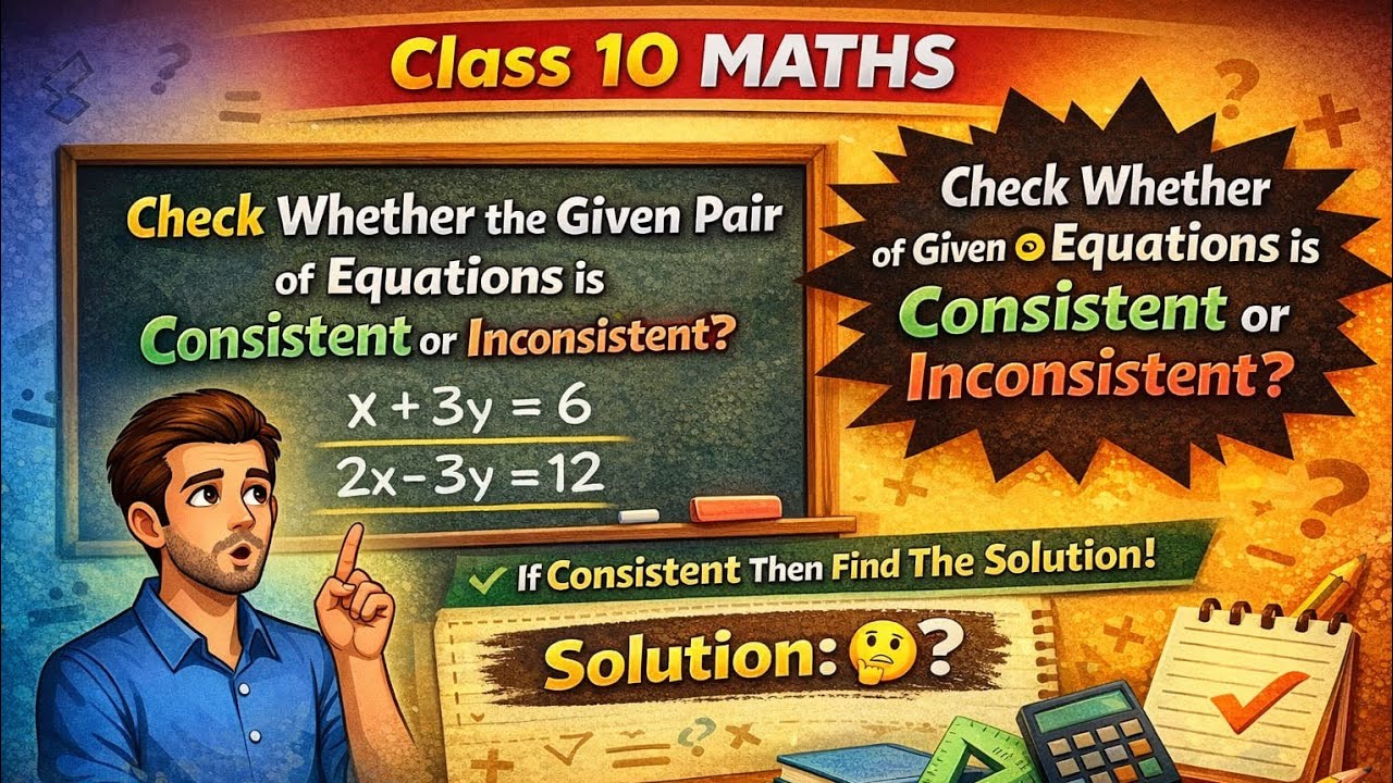 Check Whether the given pair of equation is consistent and inconsistent? x +3y = 6 , 2x-3y = 12 If