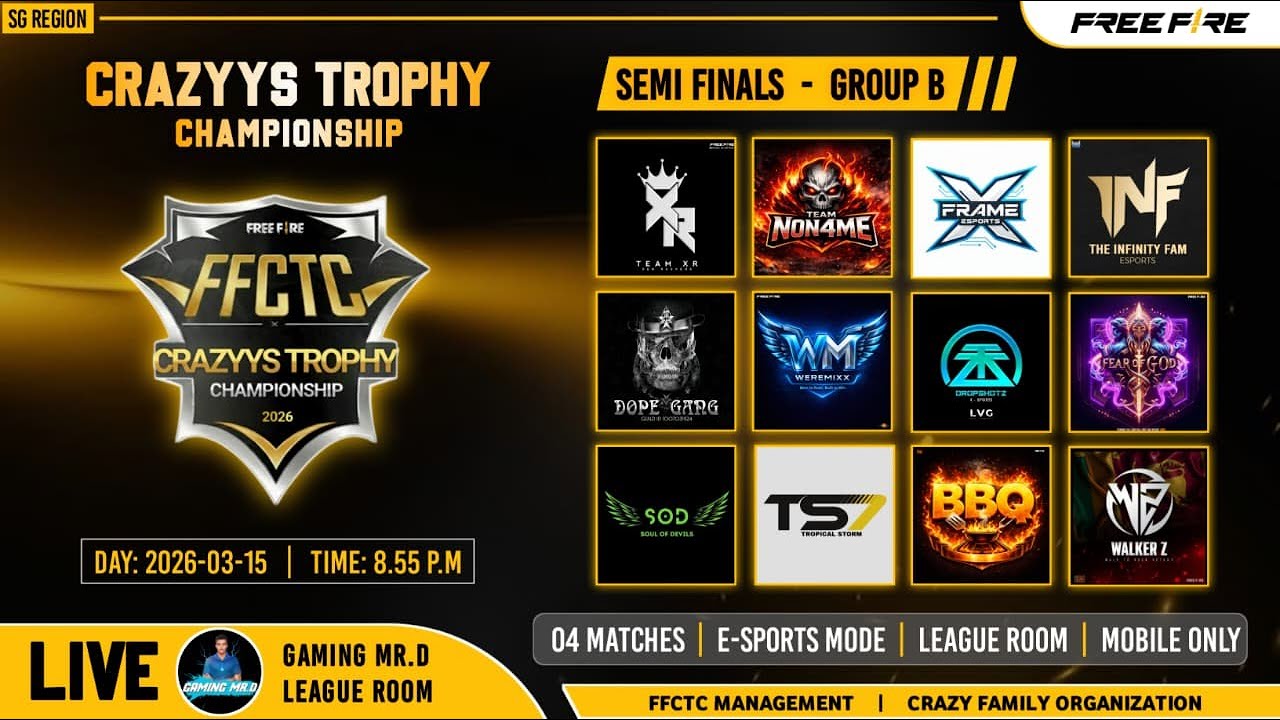 🔴[SIN] FFCTC SEMI-FINALS | GROUP-B | GAMING MR.D
