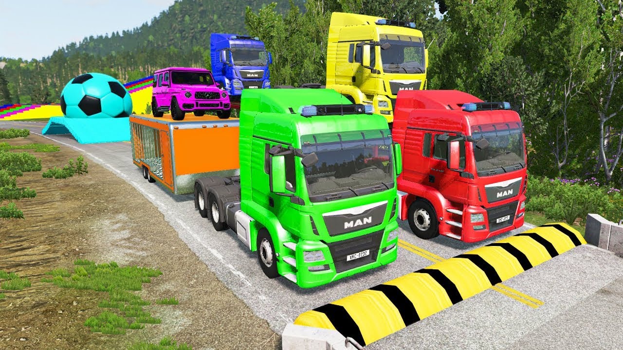 Flatbed Truck McQueen | Transportation with Truck - Pothole vs Car #111 | BeamNG.Drive Gameplay