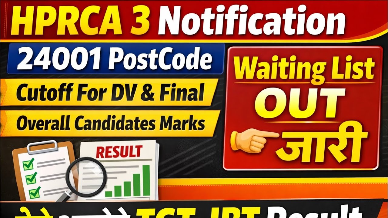 🔴👉HPRCA 3 Updates Regarding GI 24001, Waiting list, Cutoff, Overall Candidates Marks OUT Now 
