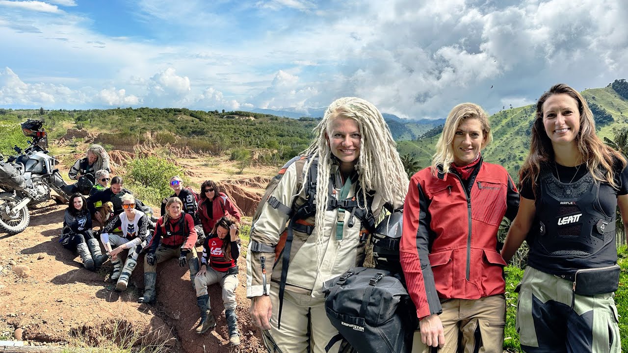 Group of girls brave Colombia on motorcycles