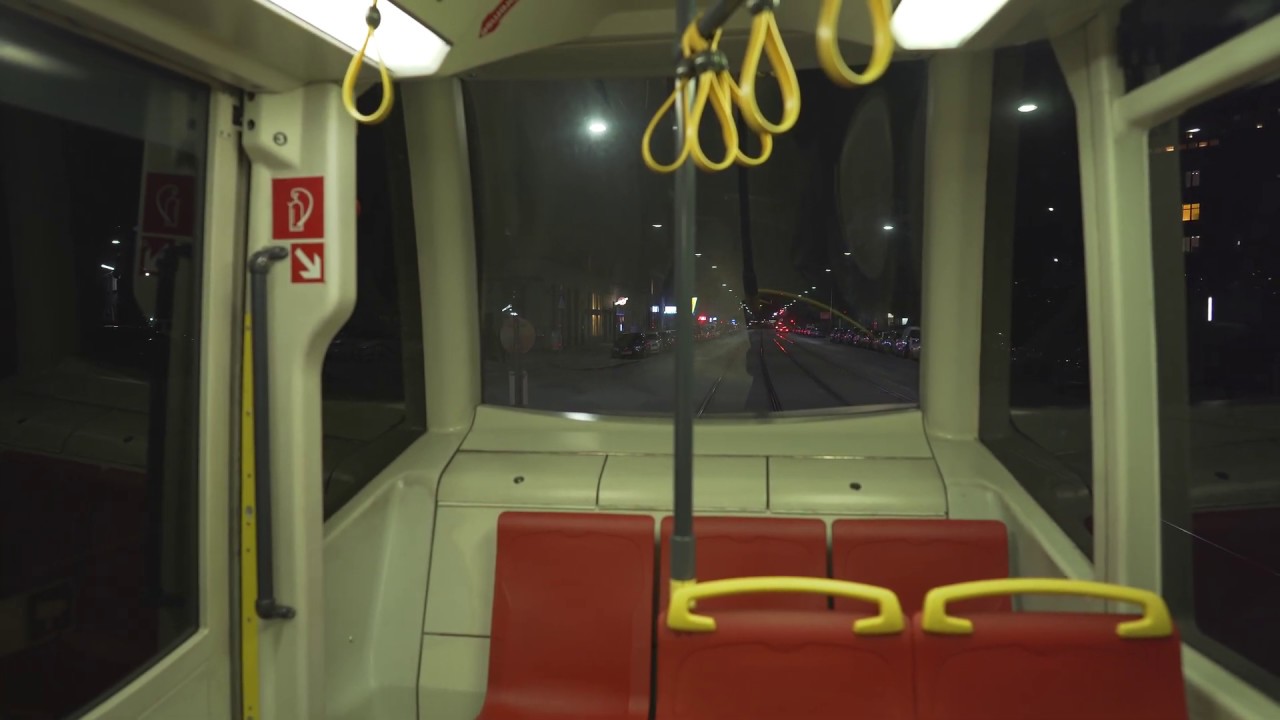 Austria, Vienna, tram 31 night ride from Friedrich-Engels-Platz to Jägerstraße