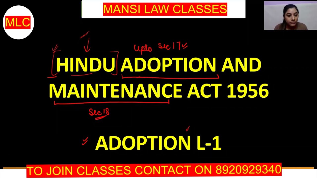 Hindu Adoption and Maintenance Act 1956 I Lecture 1
