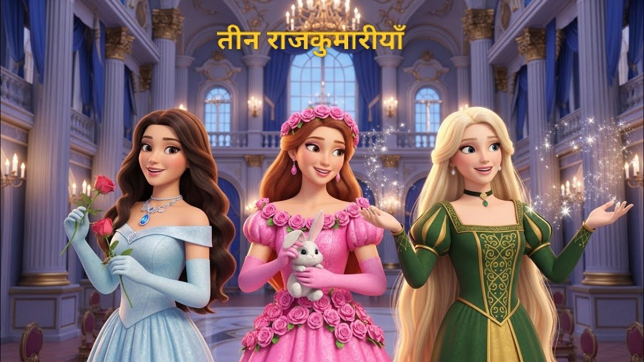 🌷 “तीन राजकुमारियाँ, एक दिल, और जादू ✨ | Heart Touching Fairy Tale”#3D annimation 