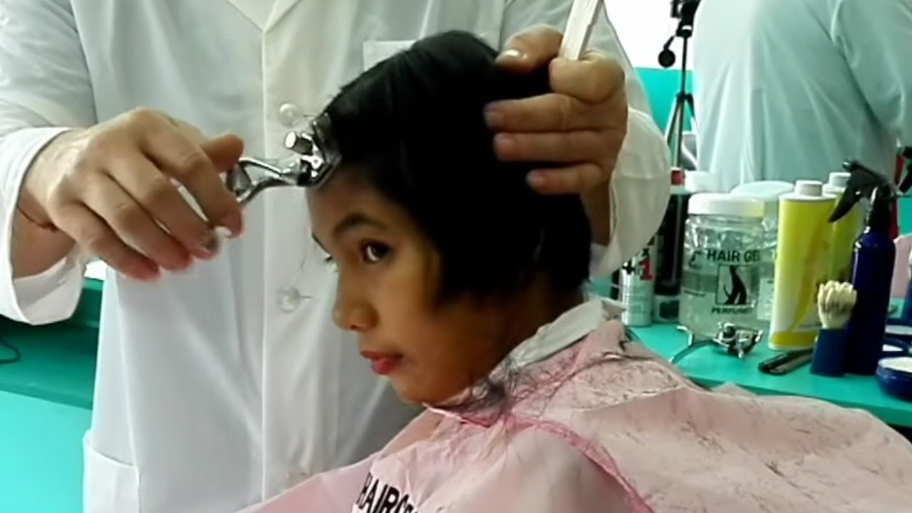 Girl's forced haircut and manual clipper headshave✂️