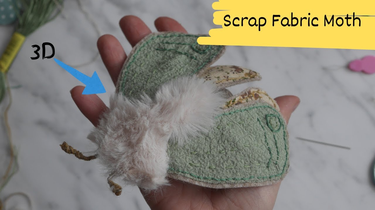 🦋 Hand Embroidered Scrap Fabric Moth (Tutorial) 🦋
