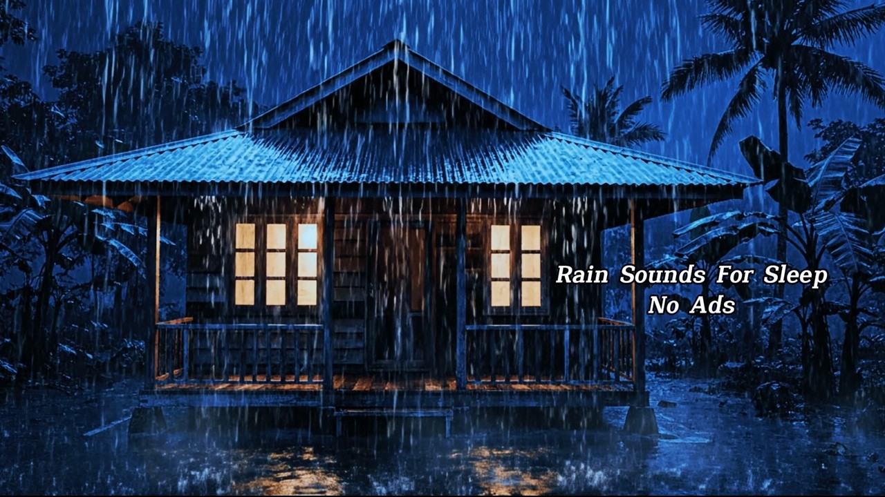 Peaceful Indonesian Rainstorm at Night 🌧️ Metal Roof Rain Sounds for Insomnia (No Ads, No Thunder)