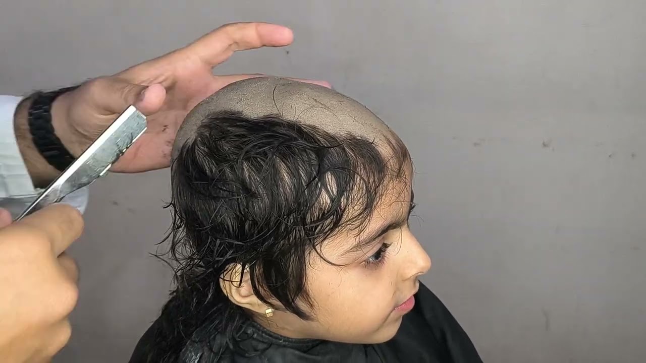 Cute girl head shave lies remove ASMR relaxing sound tutorial zaibi Barber shop 2026