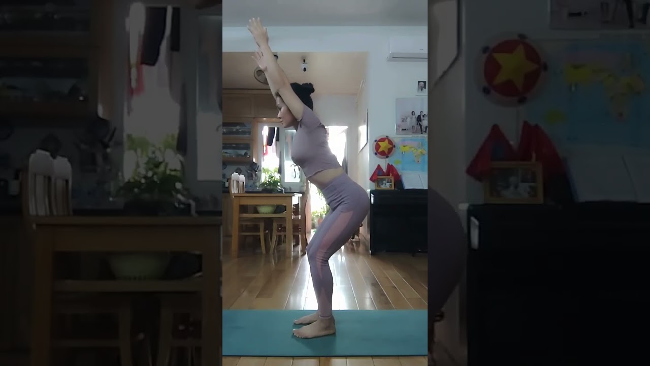 Hướng dẫn 4 tư thế Asana: Trái núi/Cái ghế/Đứng gập người/Tấm ván (lần 1)