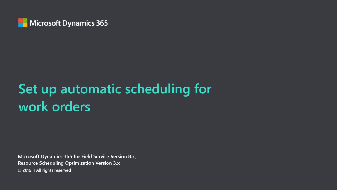 Module 8b: Set up automatic scheduling for work orders