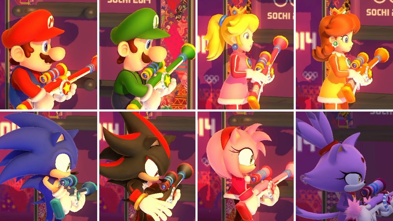 Mario & Sonic at the Sochi 2014 Olympic Winter Games - All Characters Biathlon