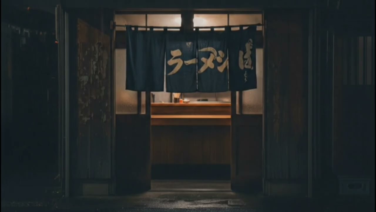 10 Hours Gentle Rain Outside a Small Japanese Ramen Shop at Night 🍜🌧️ | Deep Sleep, No Music