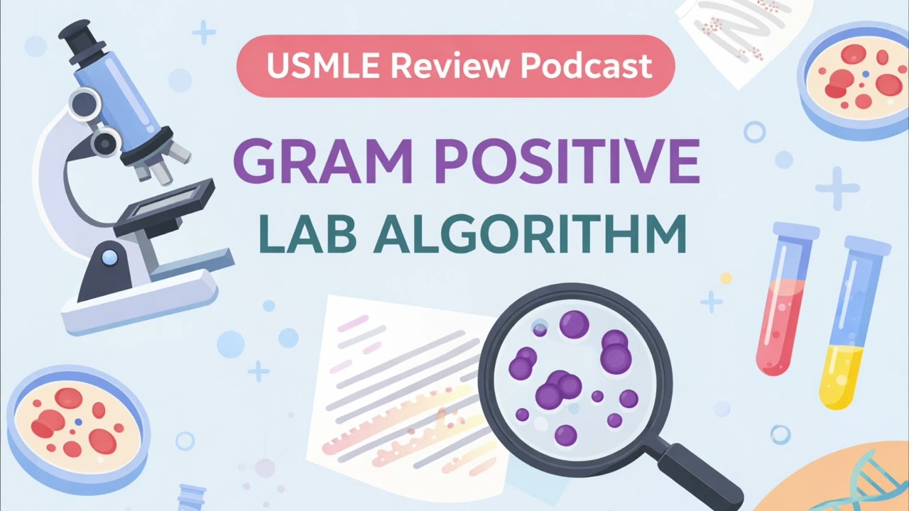 8. USMLE Step 1 Review Podcast: Gram positive lab algorithm (FA 2025 p. 132)