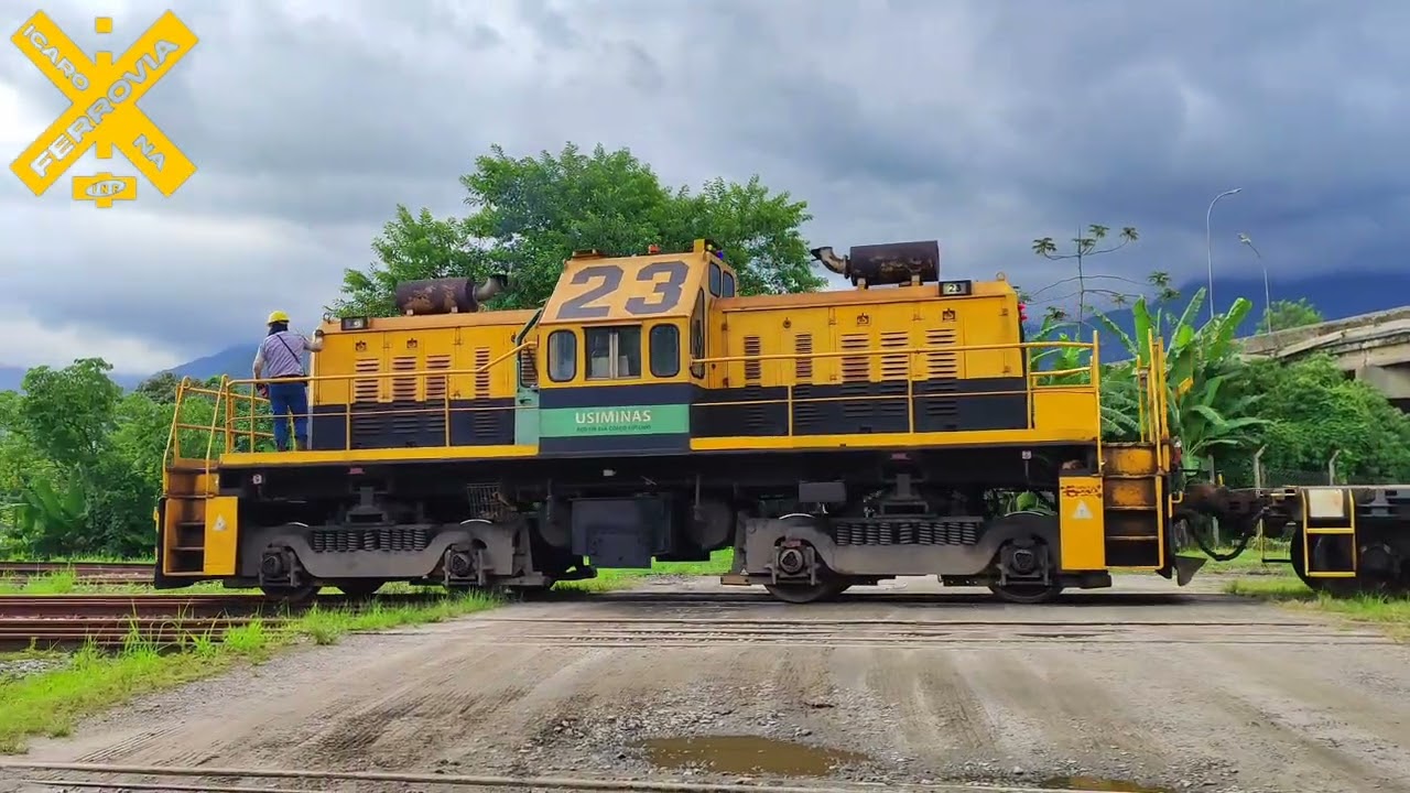 GE100TON da USIMINAS N°23 puxando trem de Chapa de Aço para usina em IPG Piaçaguera Cubatão 