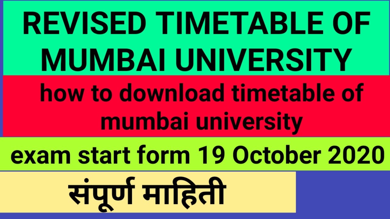 revised timetable of idol mumbai university | 19 0ct.2020 | latest update | how to download |