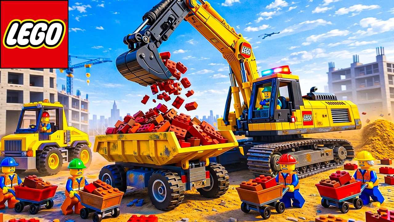 Гигантский экскаватор LEGO Technic загружает кубики! Невероятная строительная модель! | Забавный ...