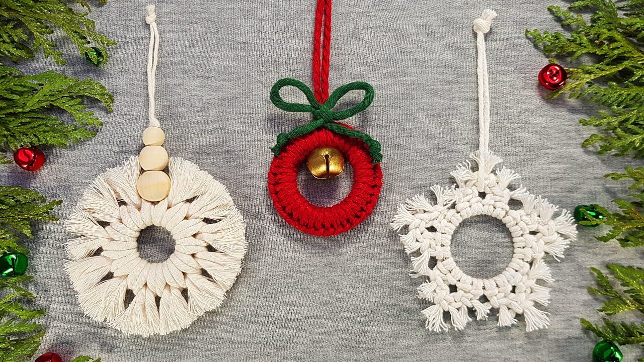 ❄DIY 3 ADORNOS de NAVIDAD en MACRAME (paso a paso) | DIY 3 Easy Macrame Christmas Ornament Tutorial