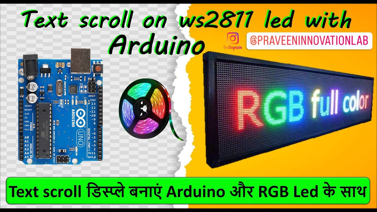 Text scroll on ws2811 led with Arduino (Tutorial:93 in हिंदी )