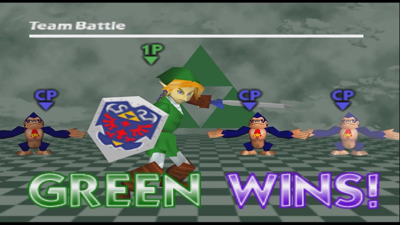 I play SUPER SMASH BROS N64: LINK VS 3 DONKEY KONG