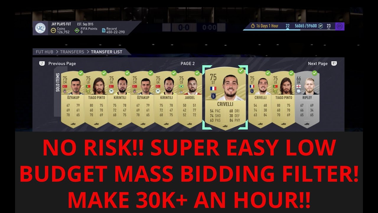 FIFA 21 TRADING TIPS - SUPER EASY LOW BUDGET MASS BIDDING FILTER - MAKE 30K+ AN HOUR - FIFA 21!