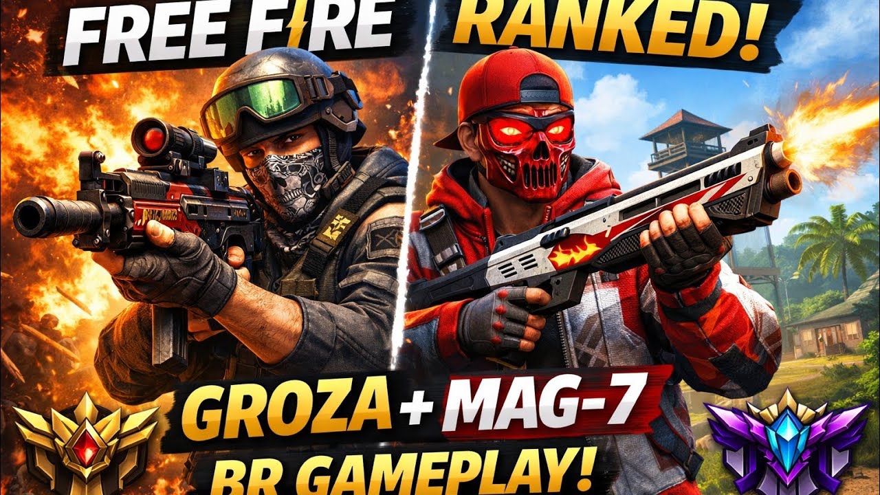 GROZA + MAG 7 BR RANK GAMEPLAY 🔥👍 #freefire #ff #satya 