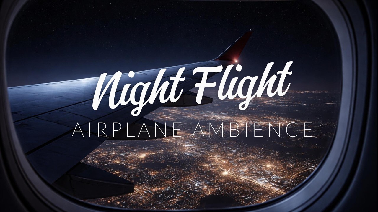 Night Flight Window View with Airplane Engine Sound | ASMR
