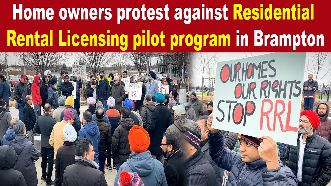 Home owners protest against Residential Rental Licensing pilot program in Brampton | Parvasi TV