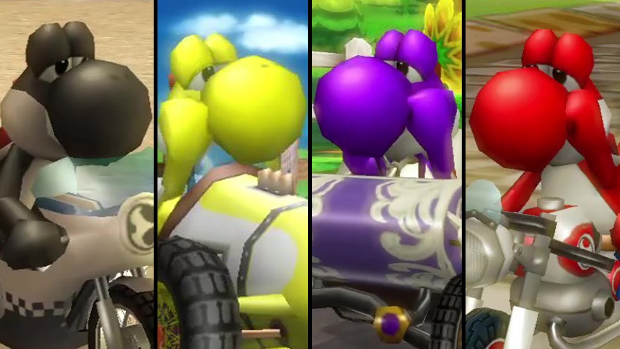Mario Kart Wii - All Yoshi Colors Losing Animations