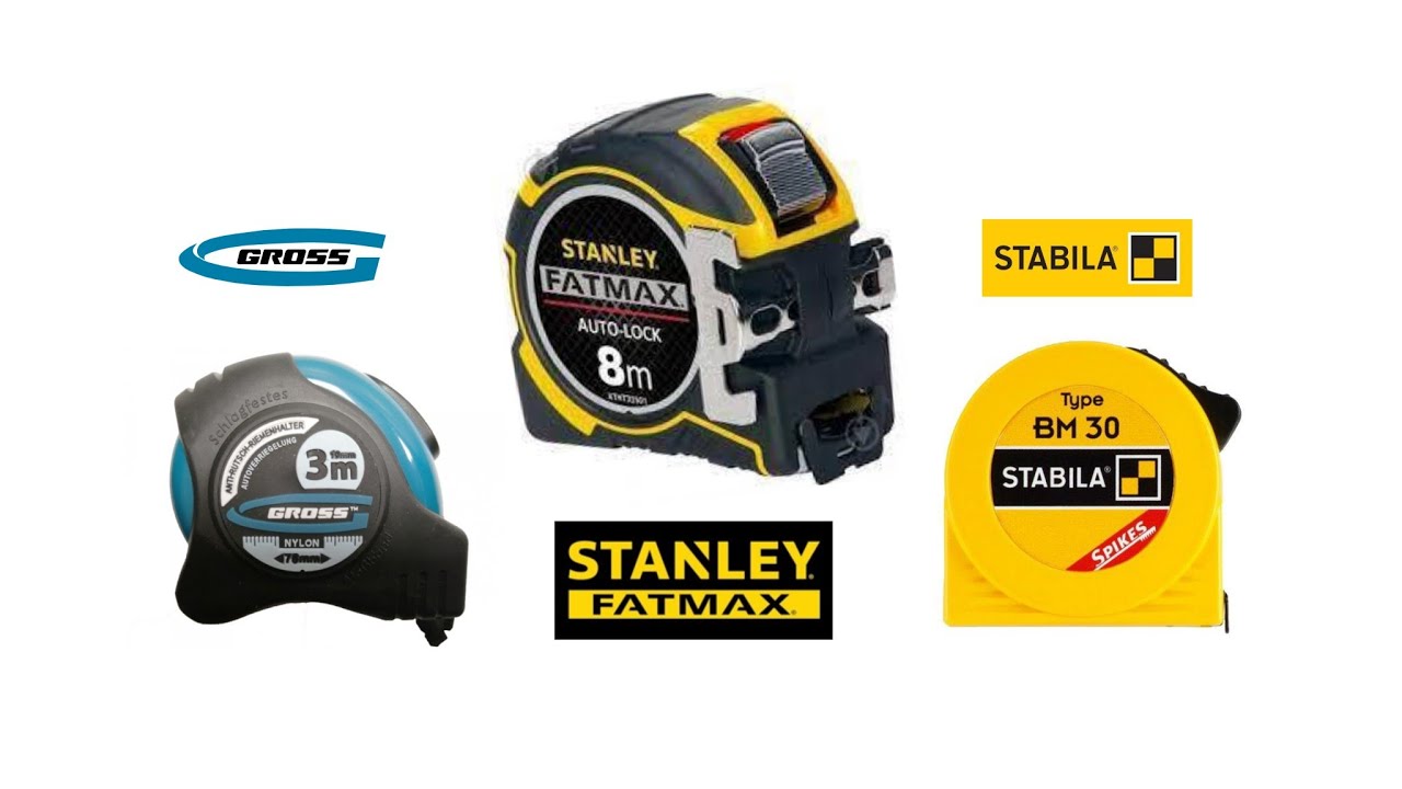Рулетки: Stanley FatMax 8m, Stabila BM30 5m,Gross 3m.; штангенциркули.