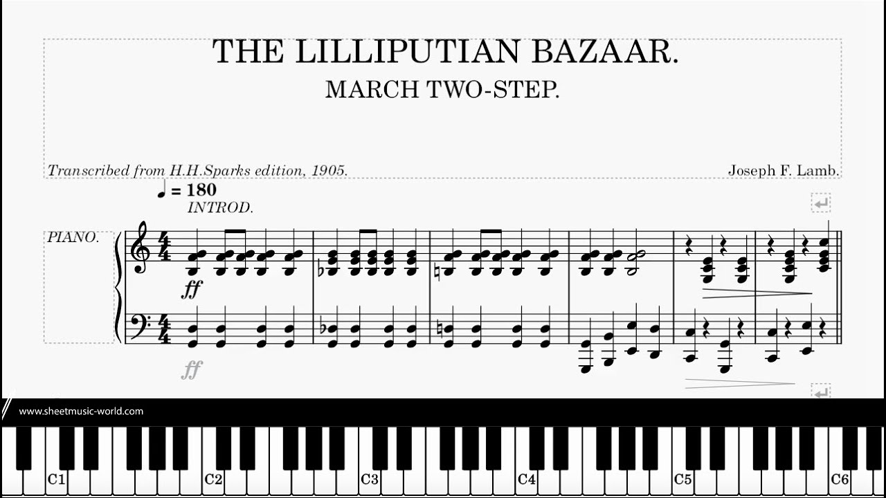 THE LILLIPUTIAN BAZAAR Rag (1905) Joseph Francis Lamb - Piano (Sheets Ragtime Tutorial Piano score)