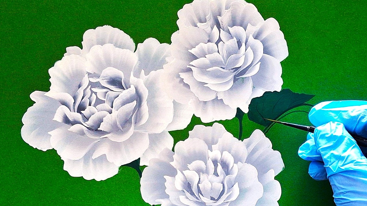 peindre des œillets blancs, tutoriel.