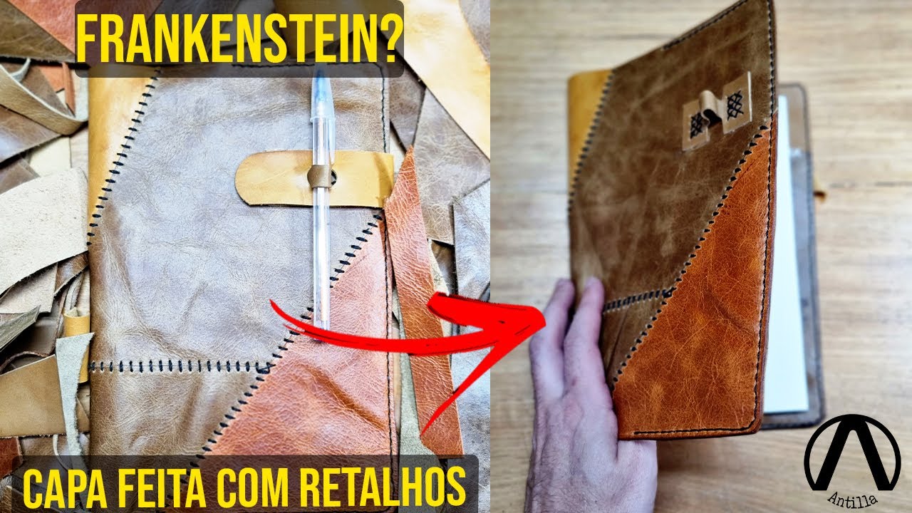 Capa de caderno feita com retalhos de couro | Making a notebook cover with leather patchwork