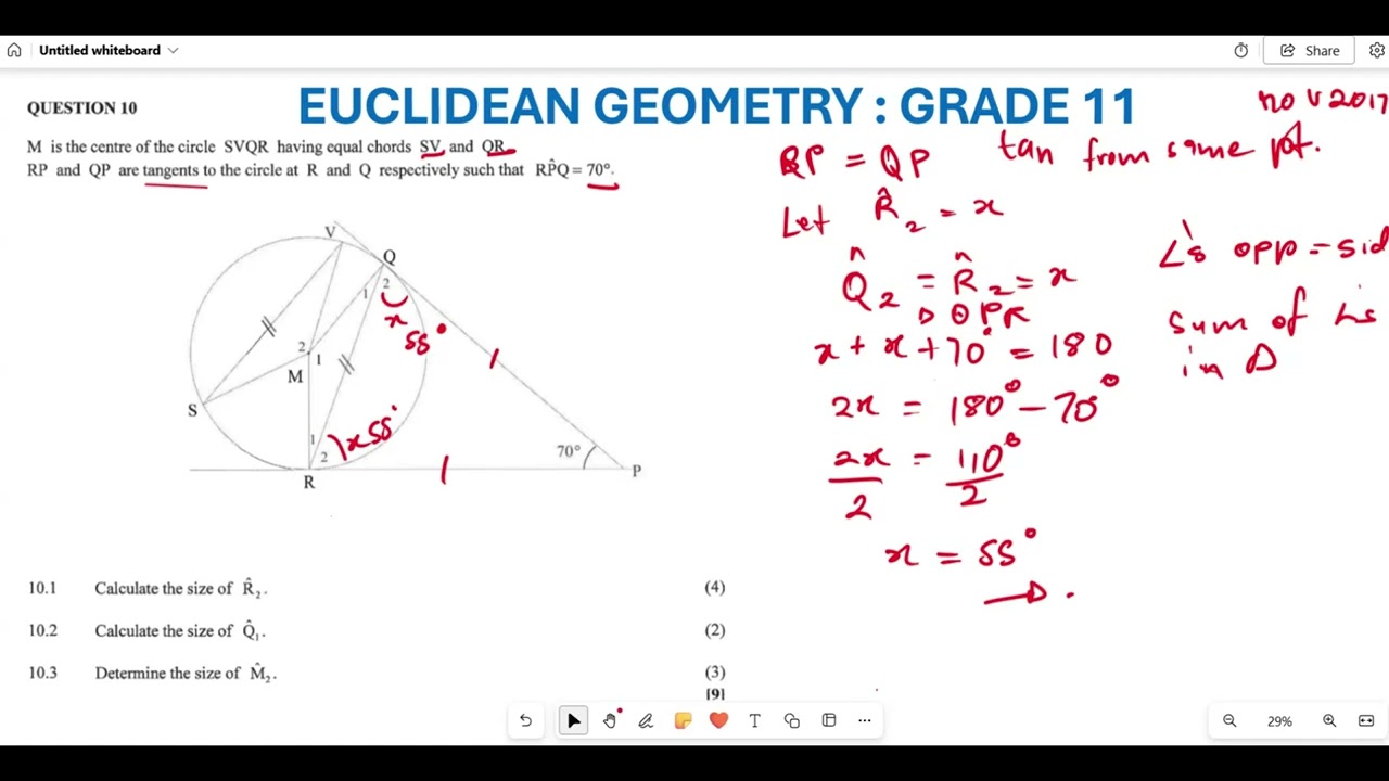 EUCLIDEAN GEOMETRY GRADE  11| PAST EXAM QUESTION | NOV 2017| Q10