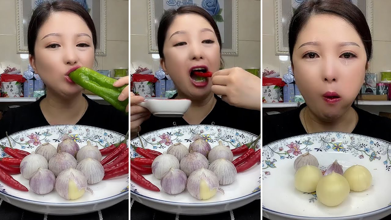 mukbang : Garlic chili eating show #5 - too spicy