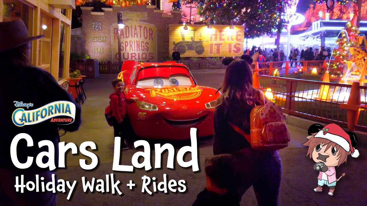 Christmas at Cars Land 4k Walk and Rides Disney California Adventure