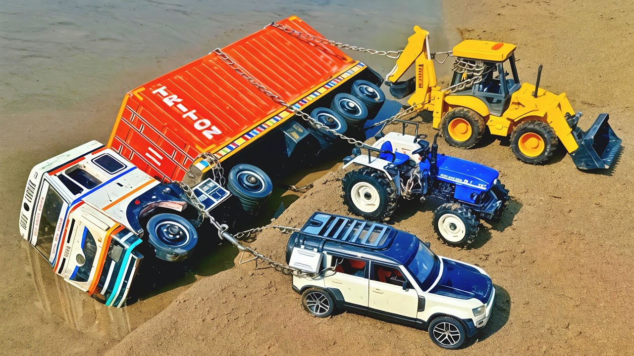 Tata Dumper Truck Accident Pulling Out Car, Tractor, and JCB | Animated Tractor & JCB Cartoon