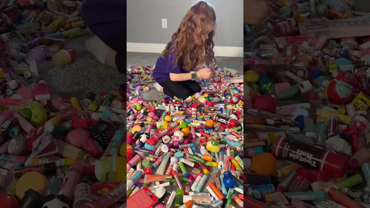 20 PURPLE LIP BALMS IN 20 SECONDS CHALLENGE 💜 @HallieOnStage114 #purple #challenge #lipbalm #cute