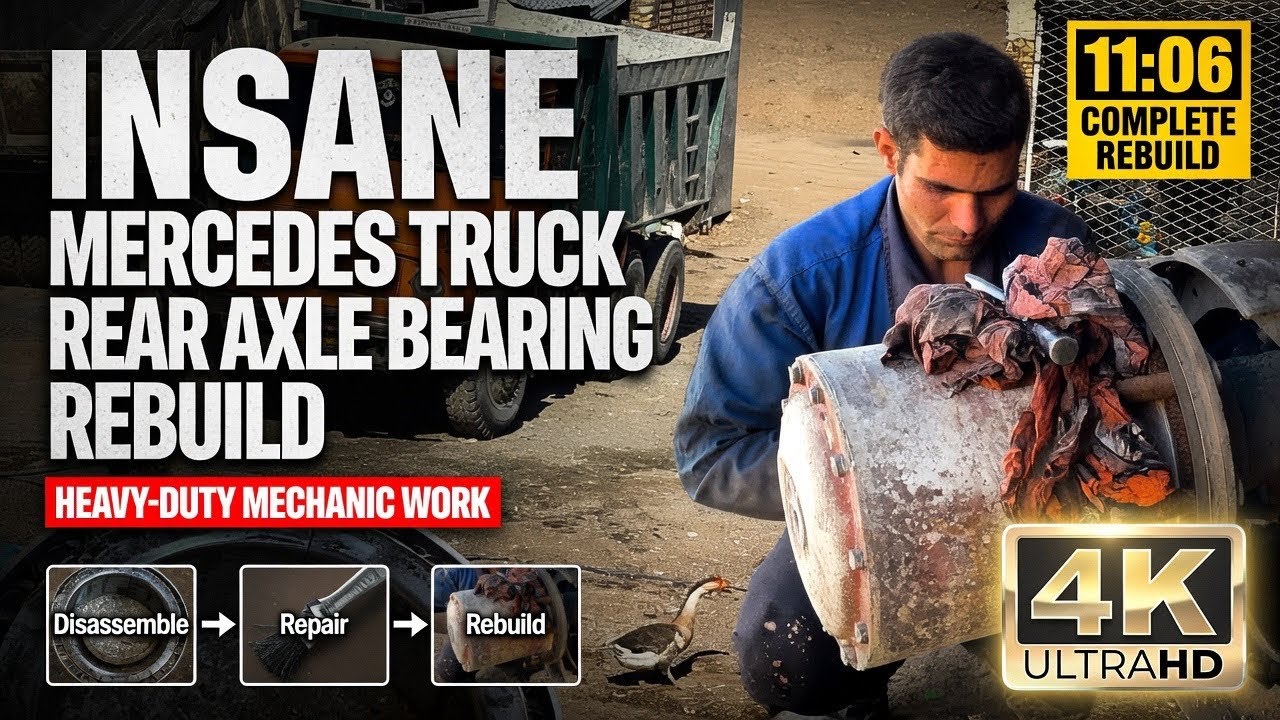 Complete Rear Axle Bearing Replacement on Orange Mercedes Truck | Step-by-Step Repair