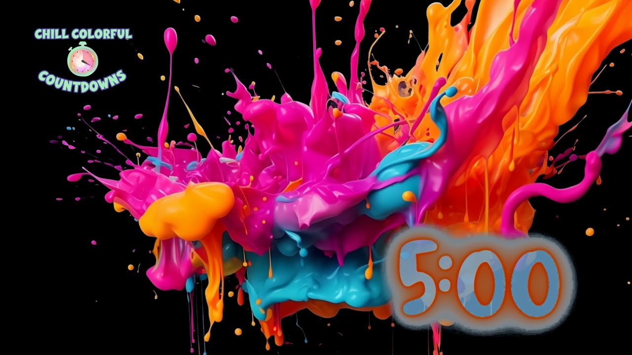 5-Minute Paint Drip Countdown  | Chill Colorful Timer for Calm & ADHD Focus | Lofi Relaxing Music