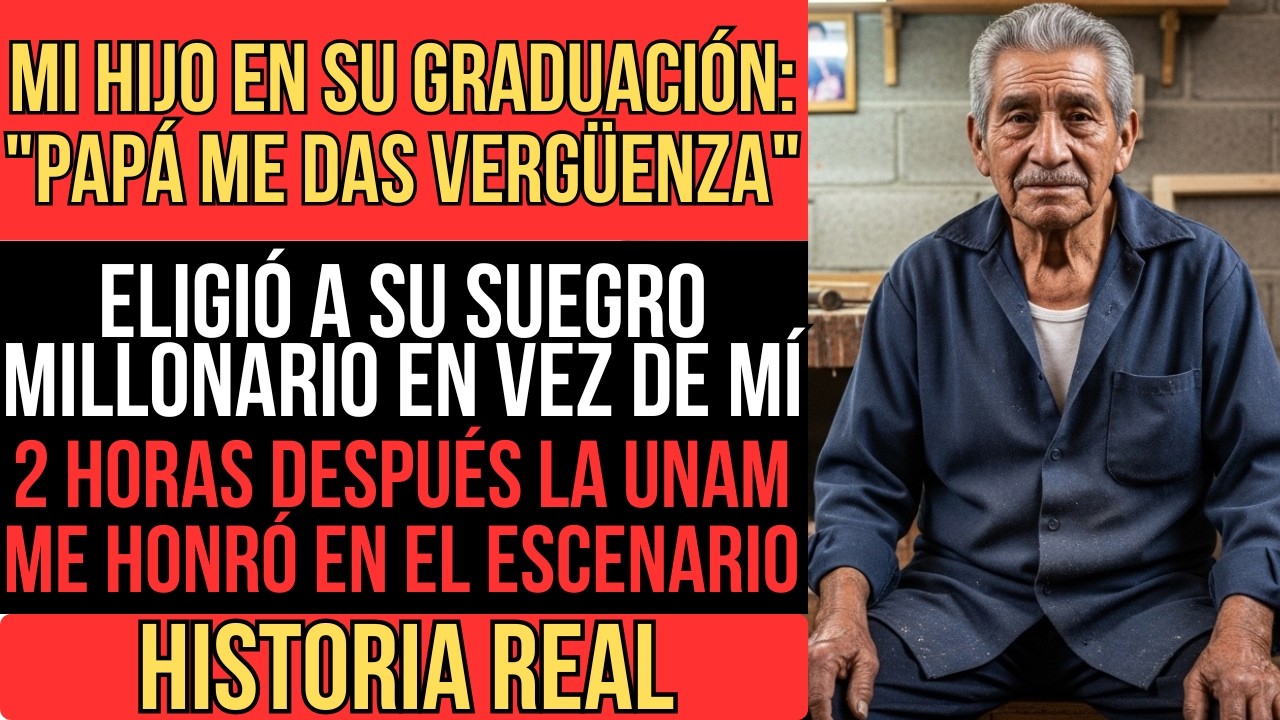 MI HIJO ME RECHAZÓ POR SU SUEGRO MILLONARIO EN LA GRADUACIÓN. ENTONCES SUBÍ AL ESCENARIO Y TODO...